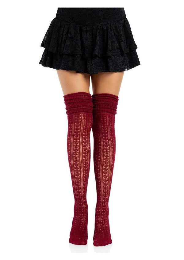 Leg Avenue Pointelle Acrylic Over The Knee Scrunch Sock