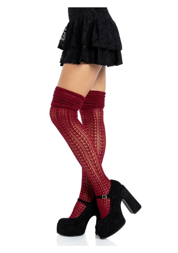Leg Avenue Pointelle Acrylic Over The Knee Scrunch Sock