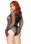 Leg Avenue Rhinestone Fishnet Gloved Bodysuit with Snap Crotch