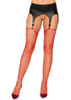 Leg Avenue Rhinestone Fishnet Stockings - Red - One Size