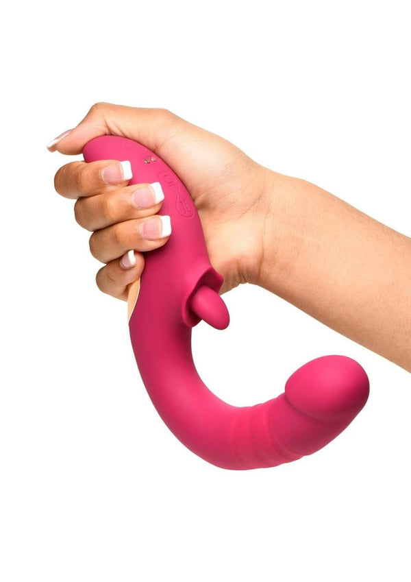 Lickgasm Tease and Please Rechargeable Silicone Thrusting Andamp; Licking Vibrator - PATS Inc.