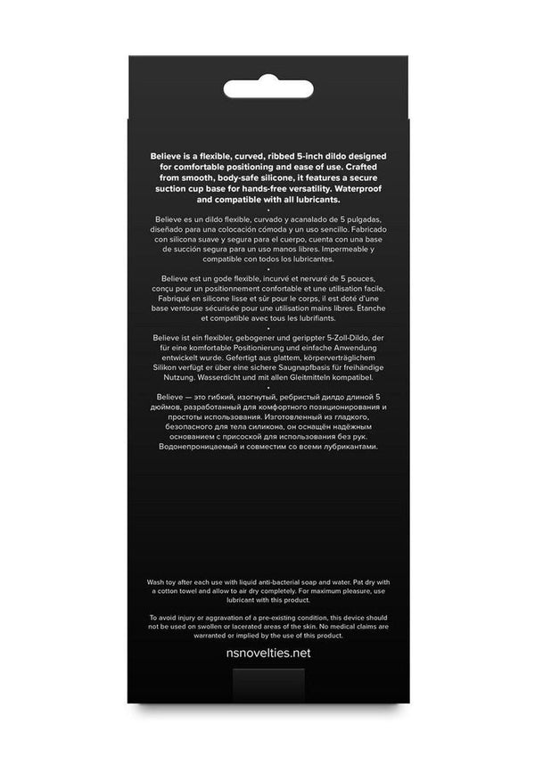 Love Notes Believe Silicone Ribbed Flexible Curved Dildo with Suction Cup