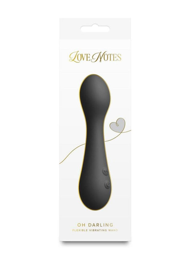 Love Notes Oh Darling Rechargeable Silicone Flexible Vibrating Wand - Black