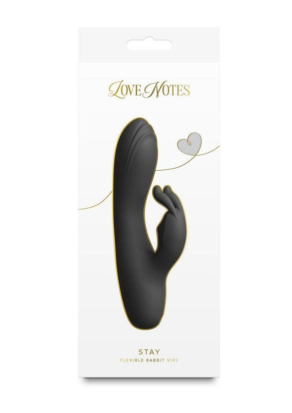 Love Notes Stay Rechargeable Silicone Petite Rabbit Vibrator - Black