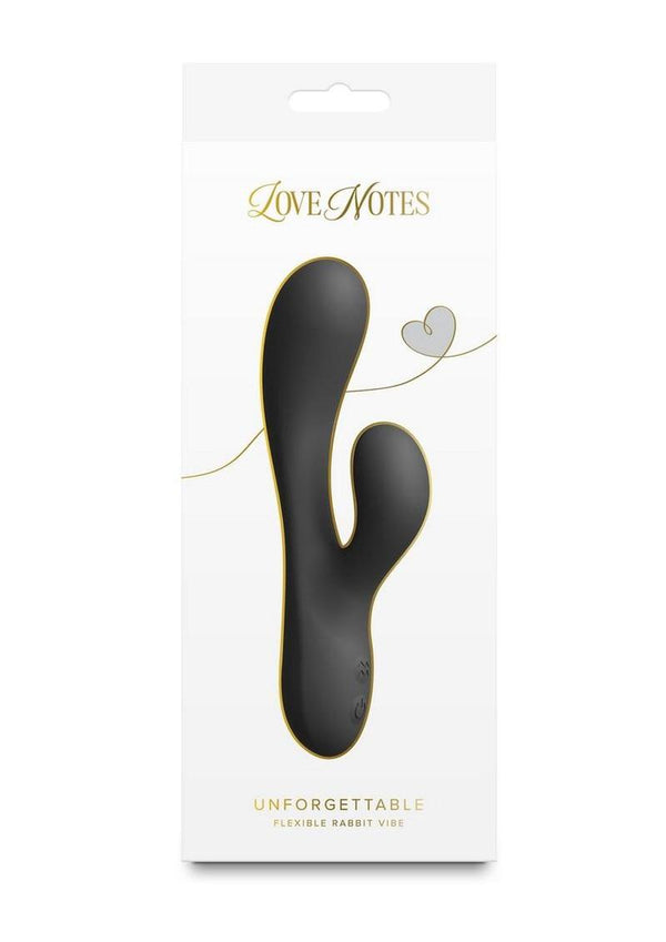 Love Notes Unforgettable Rechargeable Silicone Flexible Rabbit Vibrator - Black