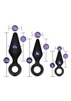 Luxe Night Rimmer Silicone Anal Kit - Black - 3 Piece Kit