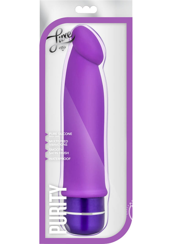 Luxe Purity Silicone Vibrating Dildo - Purple - 7.5in