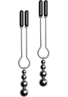 Master Series Adorn Triple Bead Nipple Clamp - Black/Metal - Set