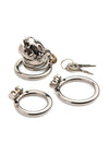 Master Series Caged Cougar Stainless Steel Locking Chastity Cage - Silver