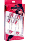 Master Series - Crimson Tied Charmed Heart Padlock Nipple Clamps