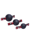 Master Series - Crimson Tied Triad Interchangeable Silicone Ball Gag - Black/Red