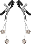 Master Series Ornament Adjustable Nipple Clamps W/ Jewel Accents - Black/Clear