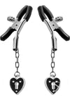 Master Series - Platinum Bound Charmed Heart Padlock Nipple Clamps