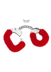 ME YOU US Furry Handcuffs - Red/Silver