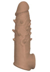 Natural Realskin Spiked Vibrating Penis Xtender - Brown