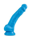 Neo Dual Density Dildo with Balls - Blue/Neon Blue - 7.5in