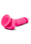 Neo Dual Density Dildo with Balls - Neon Pink/Pink - 7.5in