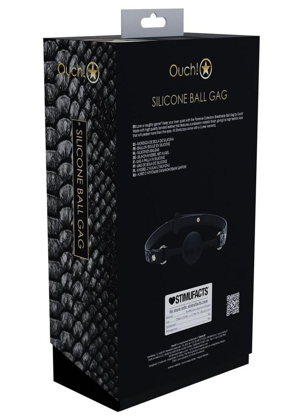 Ouch! Florence Collection Silicone Ball Gag - Black