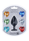 Ouch! Heart Diamond Silicone Butt Plug - Black - Large