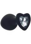 Ouch! Heart Diamond Silicone Butt Plug - Black - Medium