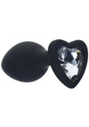 Ouch! Heart Diamond Silicone Butt Plug - Black - Small