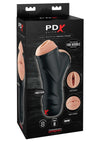 Pipedream Extreme Elite Double Penetration Vibrating Masturbator - Pussy and Mouth - Black/Vanilla