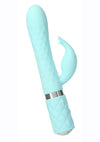 Pillow Talk Lively Silicone Rechargeable Dual Motor Massager with Swarovski - Crystal/Teal