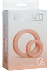 Platinum Premium Silicone The Cock Rings Dual - Vanilla/White - 2 Piece Kit/Pack