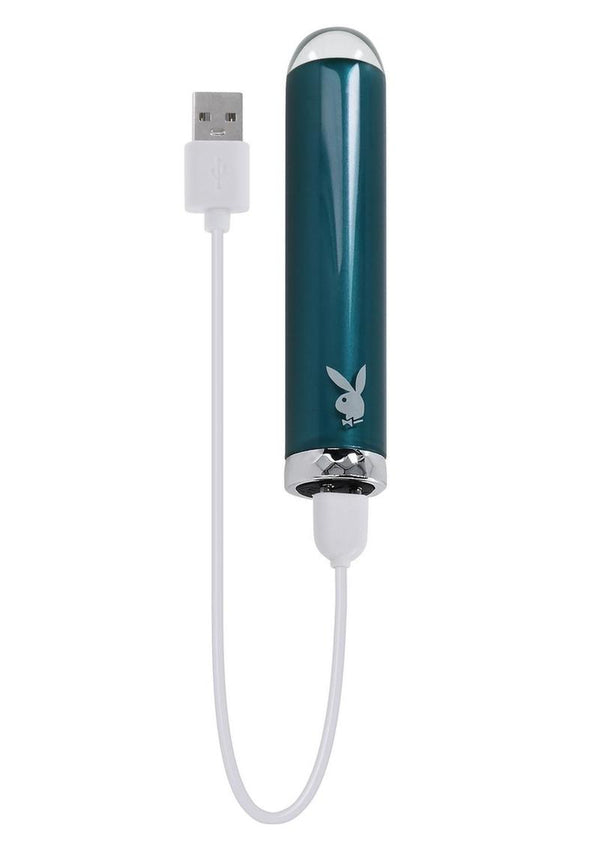 Playboy Emerald Rechargeable Silicone Vibrator - Green