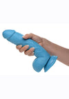 Pop Peckers Dildo with Balls - Blue - 8.25in