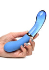 Prisms Vibra-Glass 10x Bleu Dual End G-Spot Rechargeable Silicone/Glass Vibrating Dildo - Teal