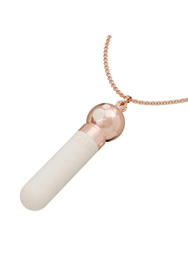 Queens Reign Pendant Vibrator Rechargeable Silicone Bullet - Ivory/Teal