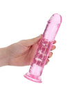 Realrock Crystal Clear Straight No Balls Dildo - Clear/Pink - 8in