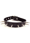 Rouge Adjustable Leather Spiked Collar - Black