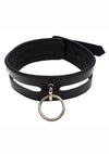 Rouge Leather Fashion Bondage Collar with O-Ring - Black