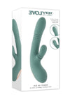 Rub Me Tender Rechargeable Silicone Thrusting Vibrator with Clitoral Stimulation - Green