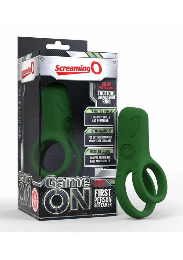 Screaming O Gameon First Person Screamer Vibrating Rechargeable Silicone Cock Ring - Green
