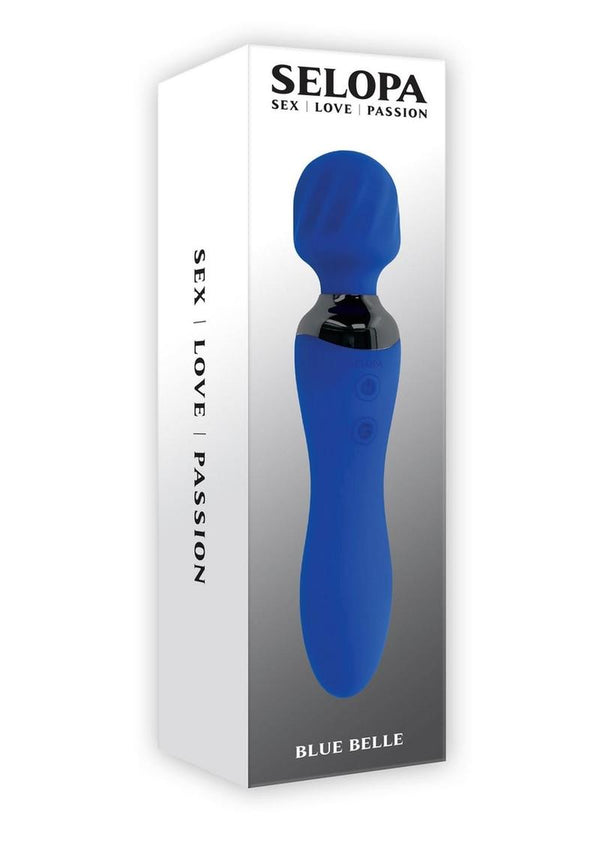 Selopa Blue Belle Silicone Rechargeable Dual End Vibrating Wand - PATS Inc.