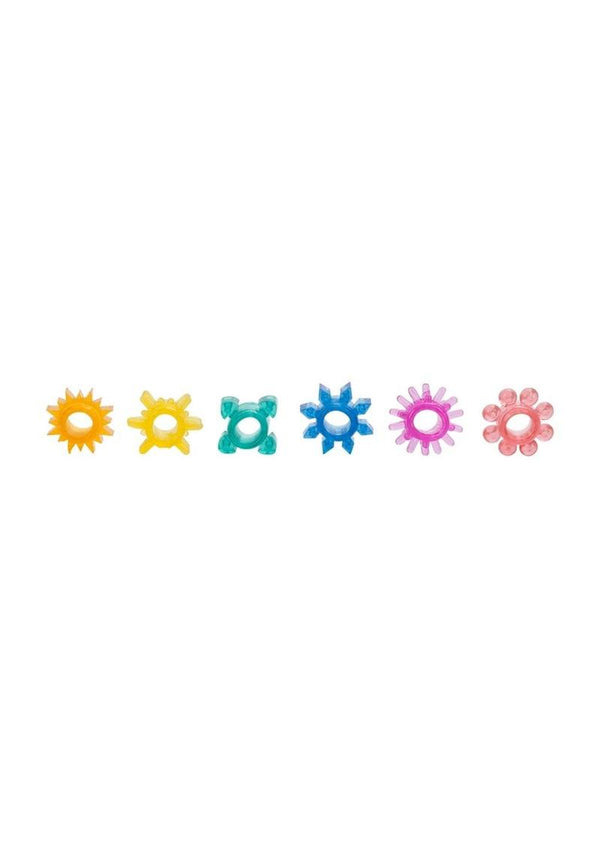 Senso 6 Pack Cock Rings - Assorted Colors - 6 Piece Set