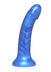 Simply Sweet Metallic Silicone Dildo - Blue - 7in