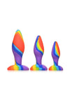Simply Sweet Rainbow Silicone Butt Plug - Multicolor - 3 Piece/Set