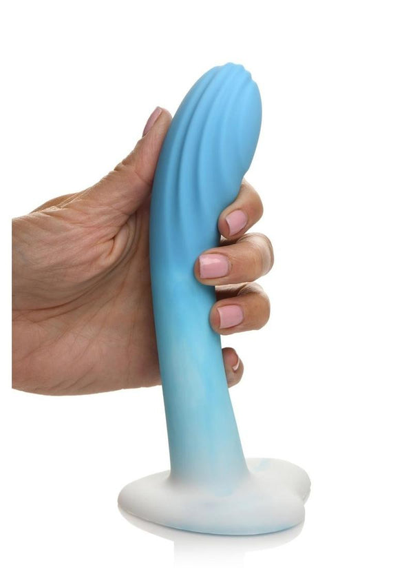 Simply Sweet Rippled Silicone Dildo - Blue/White