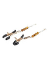 Sincerely Amber Beaded Nipple Clamps - Animal Print/Gold