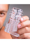 Size Matters Clear Sensations Vibrating Textured Erection Sleeve - Clear