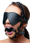 Strict Eye Mask Harness with Ball Gag - Black