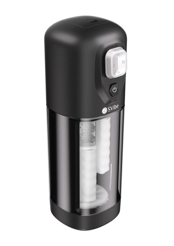 Svibe Ikon Volt Rechargeable Custom Vibrating Heating Masturbator - Black/Clear