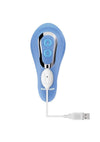 Tap and Thrust Rechargeable Silicone Vibrator with Clitoral Stimulation - Blue