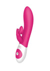 The Kissing Rabbit Rechargeable Silicone Vibrator with Clitoral Suction - Hot Pink/Pink