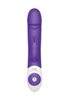 The Thrusting Rabbit Rechargeable Silicone Vibrator with Clitoral Stimulation - Purple