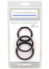 Titanmen Slim Silicone Cock Ring - Black - 3 Piece/Set